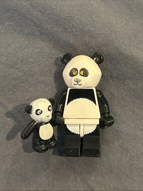 Lego panda costume minifigure with teddy bear